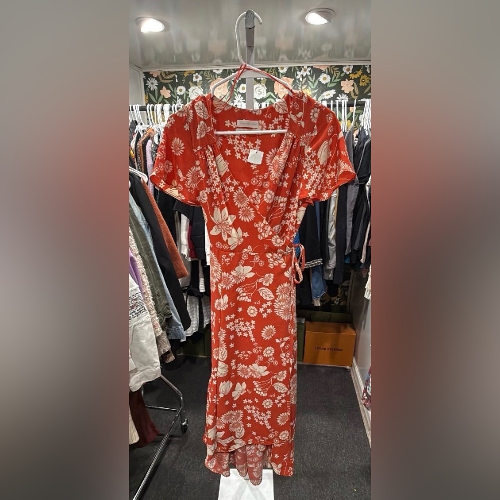 Urban Outfitters Dress Wrap Midi Floral V-Neck Boho